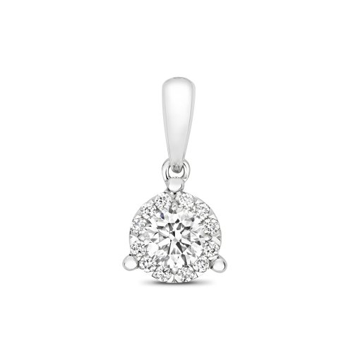 Diamond Brilliant 3 Claw Pendant In 18ct White Gold 