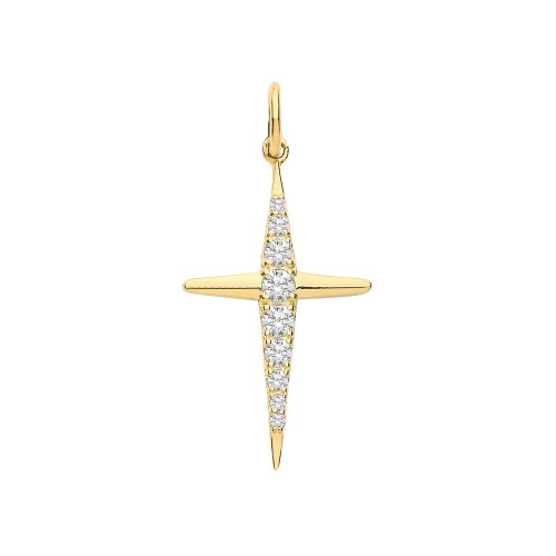 9ct Gold Cz Cross Pendant 