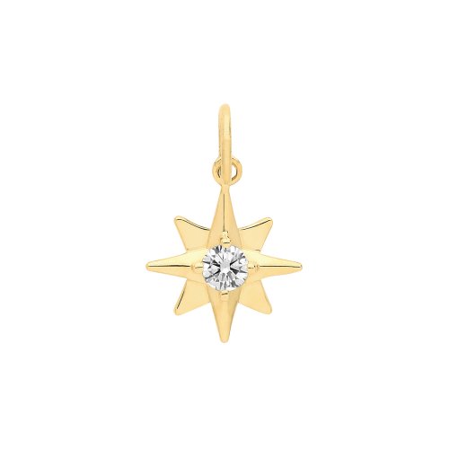 9ct Gold Cz Set Star Pendant 