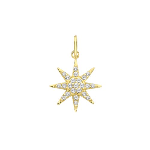 9ct Gold Cz Star Pendant 