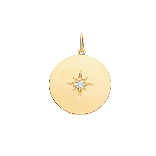9ct Gold Cz Set Round Pendant 