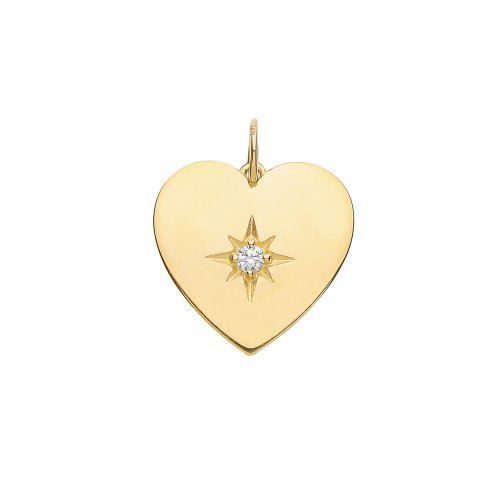 9ct Gold Cz Set Heart Pendant 