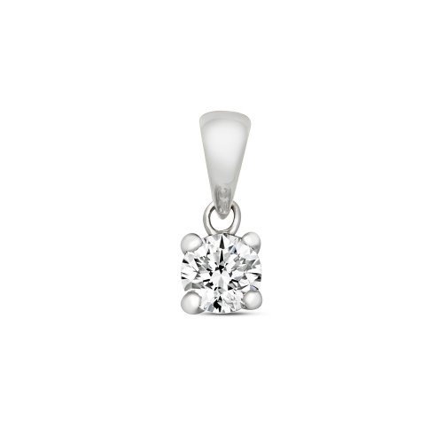 Diamond 4 Claw Pendant In 9ct White Gold 