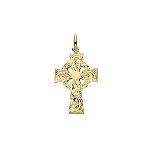 9ct Gold Engraved Cross Pendant 