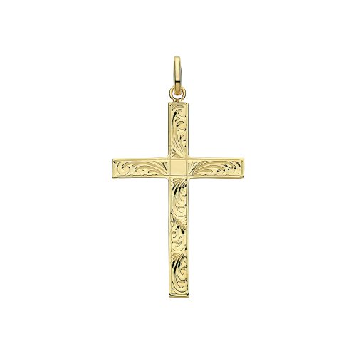 9ct Gold Engraved Cross Pendant 