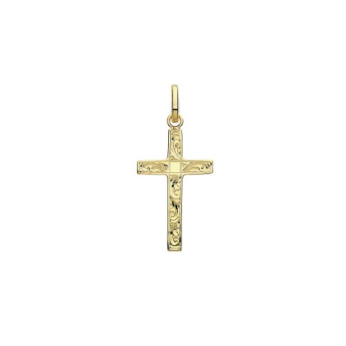 9ct Gold Engraved Cross Pendant 