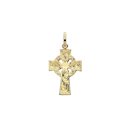 9ct Gold Engraved Cross Pendant 