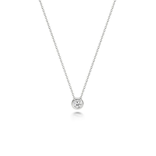 Diamond Single Rubover Necklace In 18ct White Gold 