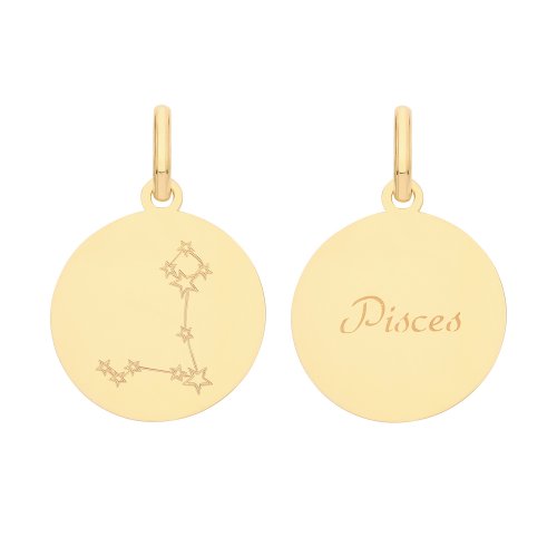9ct Gold Zodiac Constellation Pisces Pendant 