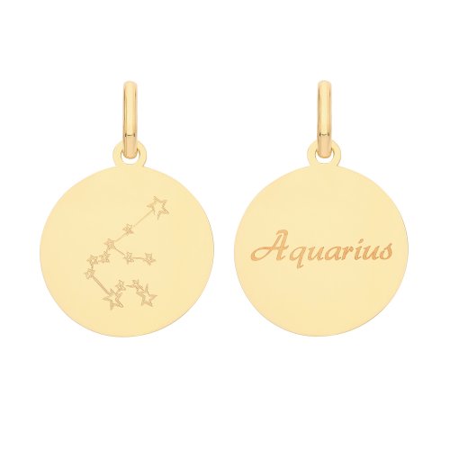 9ct Gold Zodiac Constellation Aquarius Pendant 