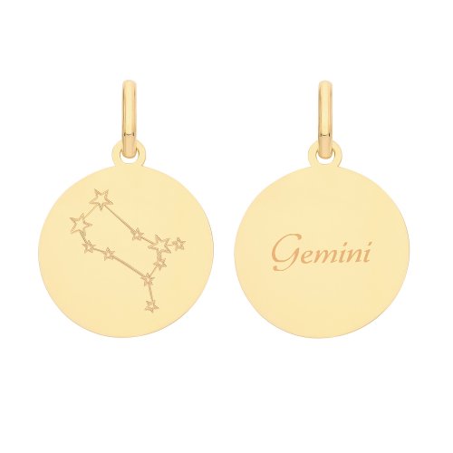 9ct Gold Zodiac Constellation Gemini Pendant 