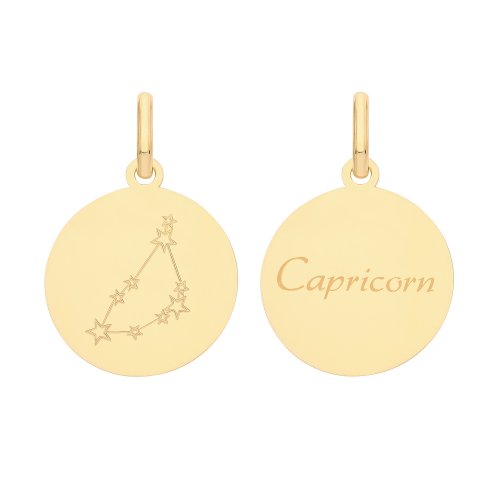 9ct Gold Zodiac Constellation Capricorn Pendant 