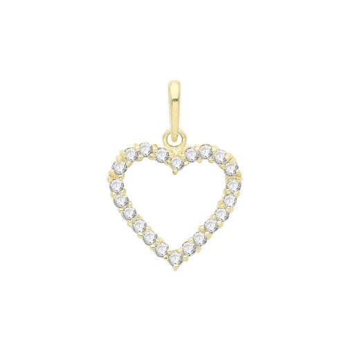 9ct Gold Cz Open Heart Pendant 