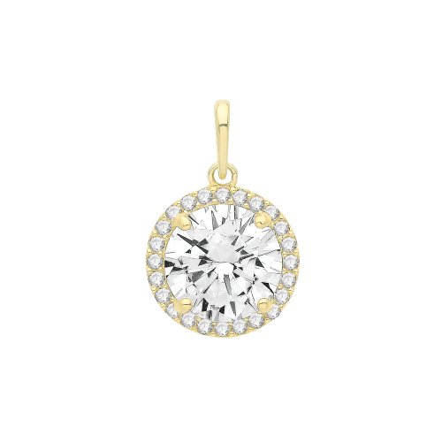 9ct Gold Round Cz Cluster Pendant 