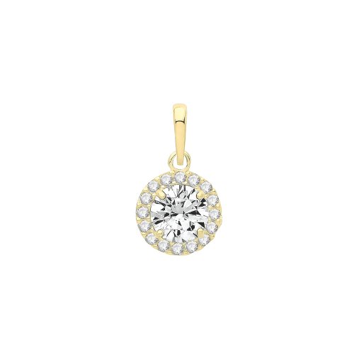 9ct Gold Round Cz Cluster Pendant 