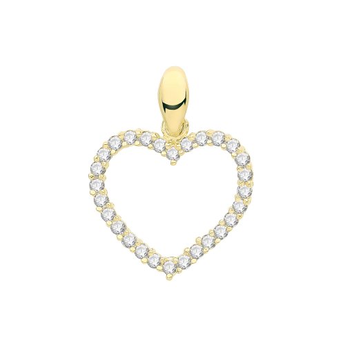 9ct Gold Cz Open Heart Pendant 