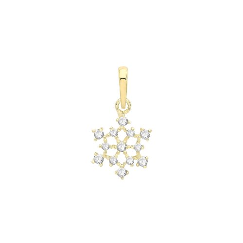 9ct Gold Cz Snowflake Pendant 