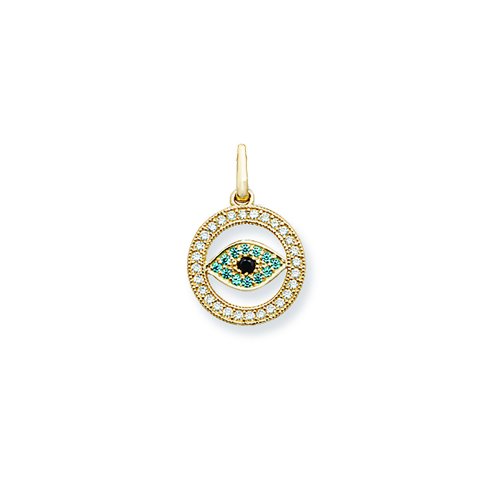 9ct Gold Cz Evil Eye Pendant 