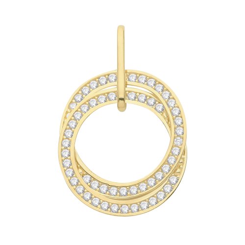 9ct Gold Cz Entwined Circles Pendant 