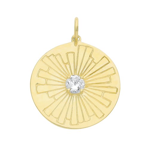 9ct Gold Sun Rays Disc Pendant 