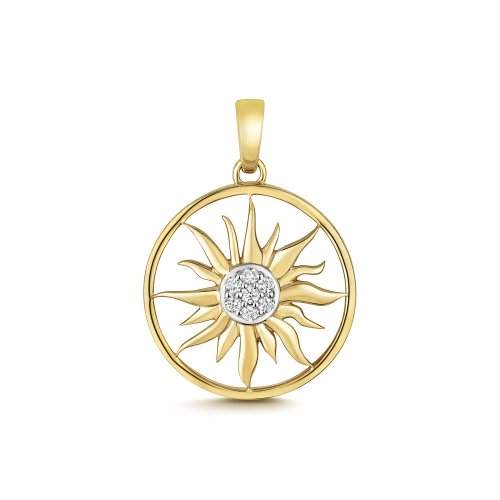 Diamond Sun Pendant In 9ct Gold 