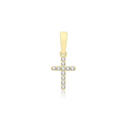 9ct Gold Cz Cross Pendant 