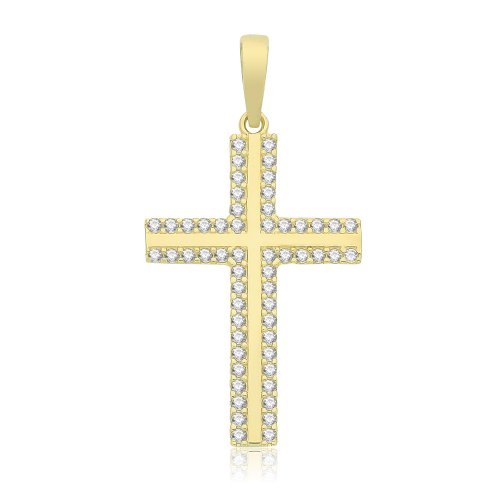 9ct Gold Cz Cross Pendant 