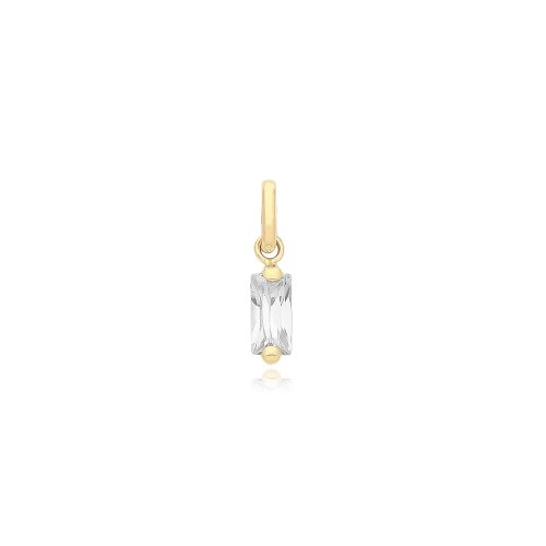9ct Gold Baguette Shaped Cz Pendant 