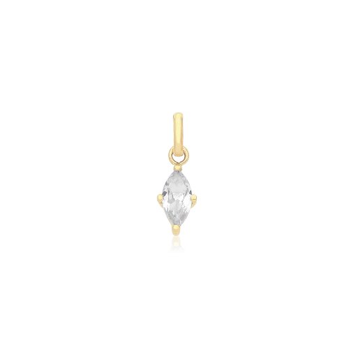 9ct Gold Marquise Shaped Cz Pendant 