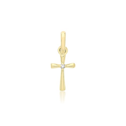 9ct Gold Cross Pendant With Cz 