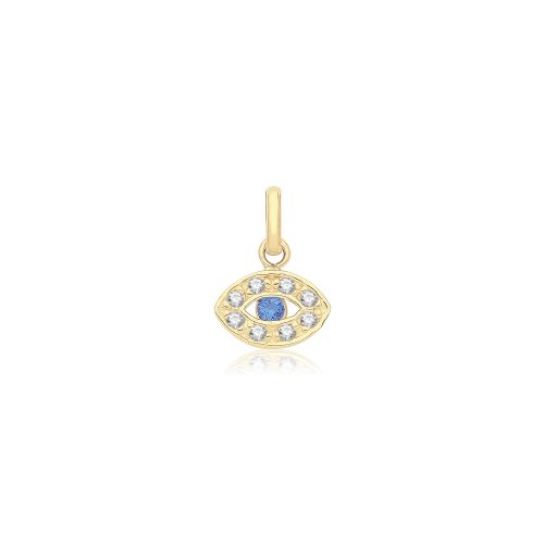 9ct Gold Evil Eye Cz Pendant 