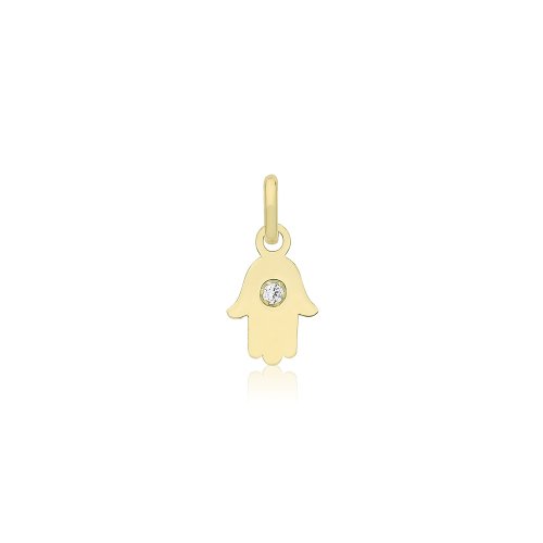 9ct Gold Hamsa Pendant With Cz 