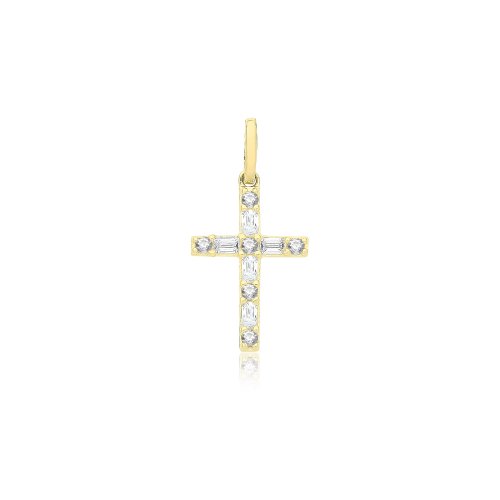 9ct Gold Cz Cross Pendant 