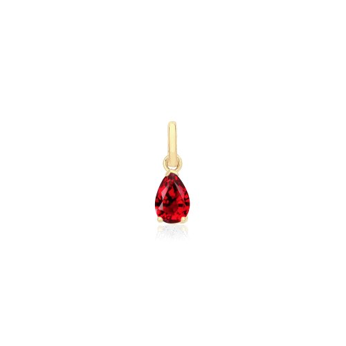 9ct Gold Pear Shaped Ruby Red Cz Pendant 