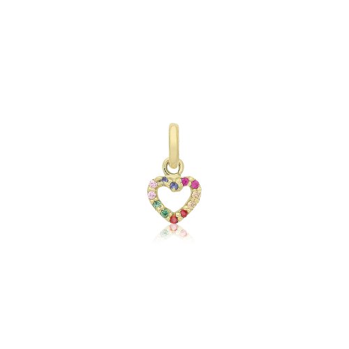 9ct Gold Multicoloured Cz Heart Pendant 