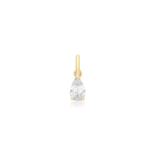 9ct Gold Pear Shaped Cz Pendant 