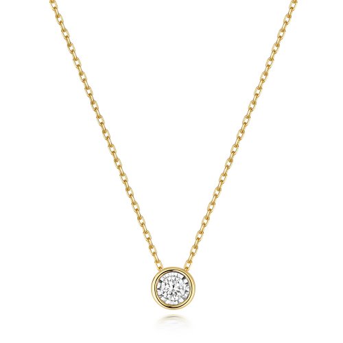 Diamond Illusion Rubover Necklace In 9ct Gold 