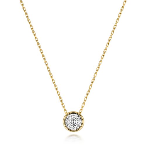 Diamond Illusion Rubover Necklace In 9ct Gold 