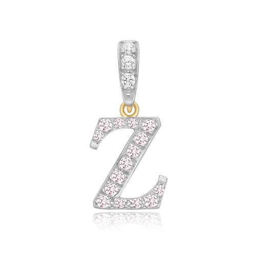 9ct White Gold Cz Initial Pendant 