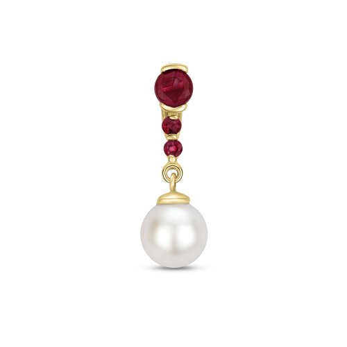 Ruby & Freshwater Pearl Drop Pendant In 9ct Gold 