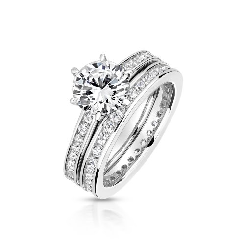 Round Centre Stone With Channel Set Shoulders Bridal Set LRG0005