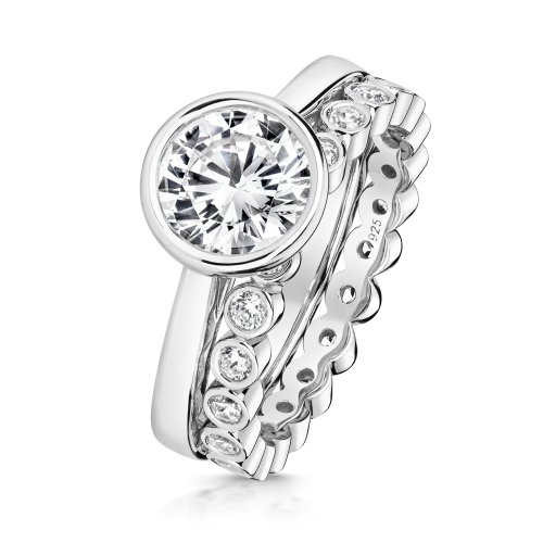Round Rubover Solitaire Bridal Set LRG0048