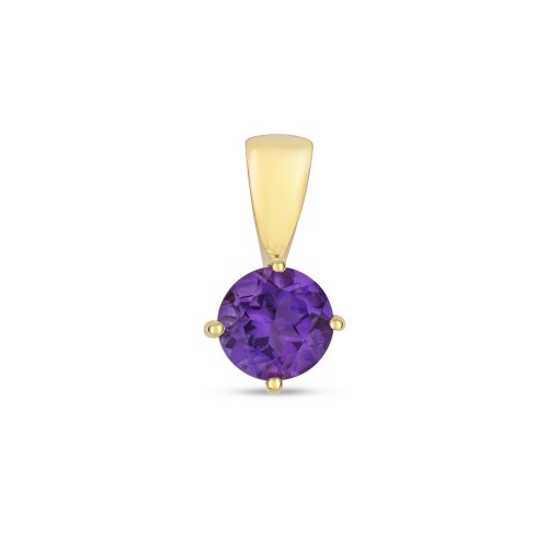 Amethyst Round Claw Set Pendant In 9ct Gold 