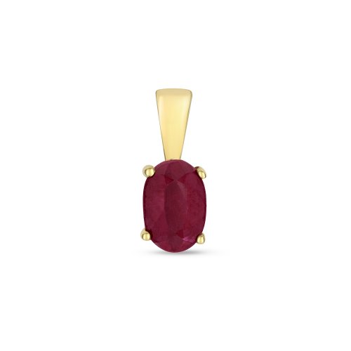Ruby Oval Claw Set Pendant In 9ct Gold 