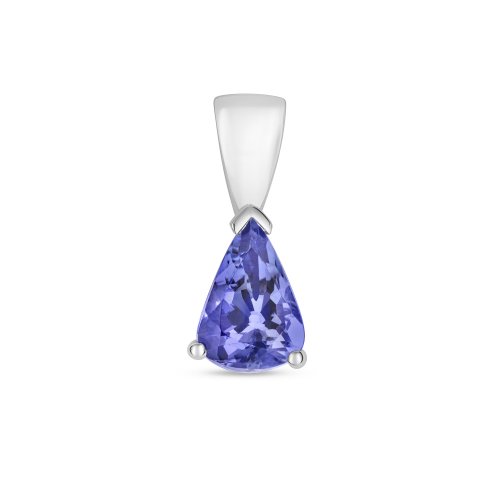 Tanzanite Pear Shape Claw Set Pendant In 9ct White Gold 