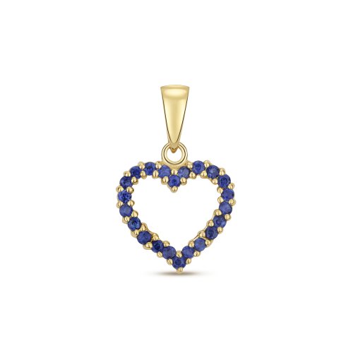 Sapphire Claw Set Open Heart Pendant In 9ct Gold 