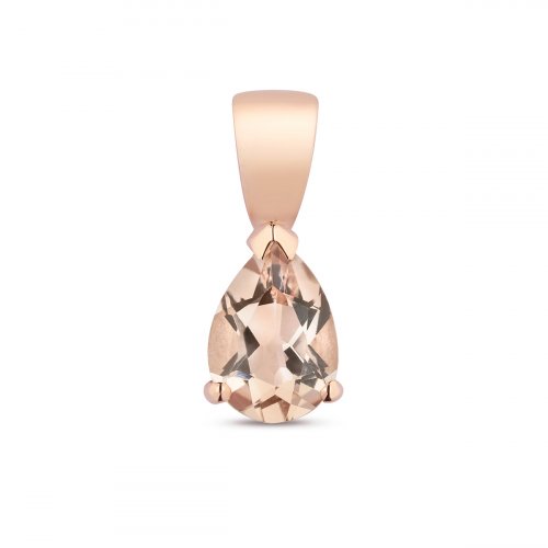 Morganite Pear Shape Claw Set Pendant In 9ct Rose Gold 