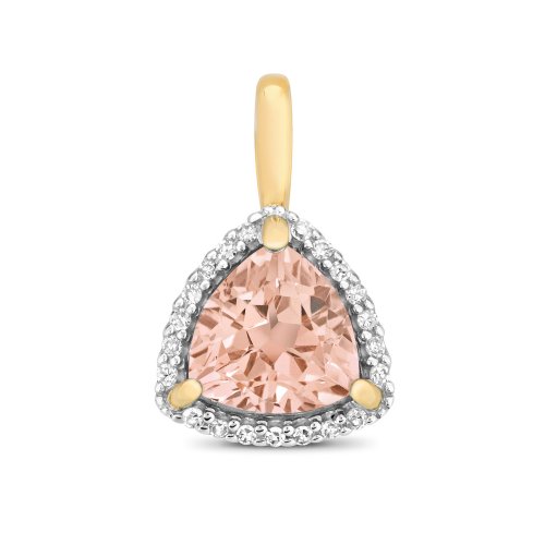 Diamond & Morganite Rounded Triangle Cluster Pendant In 9ct 