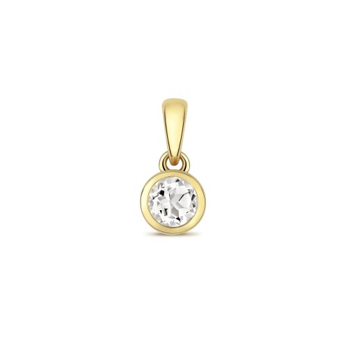 White Topaz Rubover Pendant In 9ct Gold 