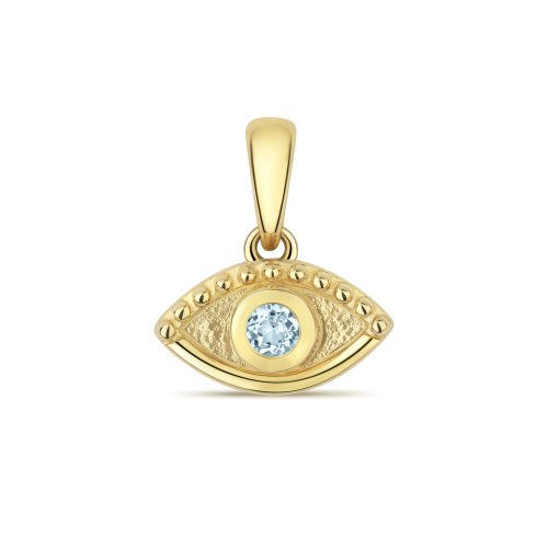 Aquamarine Eye Pendant In 9ct Gold 